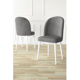 Hanah home set trpezarijskih stolica Aste 8 kom, siva tkanina Babyface, bele metalne noge | Eponuda.com