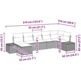  Sjedeća garnitura za vrt 7 kom. Svijetlo siva poliratan Svjetlosiva 319 x 154 x 69 cm | shoptok.hr