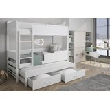 Molarem Home Drveni dječji krevet na kat Quatro s tri kreveta i ladicom - bijeli - 200x90 cm - Bez madraca | shoptok.hr