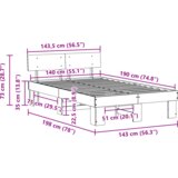  Krevetna konstrukcija s uzglavljem Voštano smeđa 140 x 190 cm | shoptok.hr