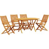  Vrtni set za objed 5 kom. Smeđa Čvrsto drvo akacije 135 x 85 x 75 cm | Shoptok.si