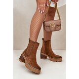 Kesi Women's ankle boots on a heel made of eco suede insulated brown Nevitas Cijene