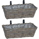  Viseća Košara za Saksije 2 pcs Siva 48 x 22 x 15 cm Lacak Ratan | shoptok.hr