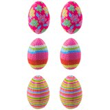  Easter Eggs on Wire Pick Dots Flowers Stripes Decoration Colorful 6pcs | shoptok.hr