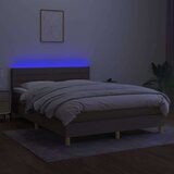  Box spring s madracem LED smeđesivi 140x190 cm tkanina | shoptok.hr
