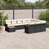  11-dijelni set vrtnih sofa od poliratana s jastucima crni | shoptok.hr