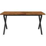 Stol za blagovanje s prirodnim rubom 160 x 80 x 75 cm Prirodna - Prirodna i crna 160 x 80 x 75 cm Živi rub | shoptok.hr