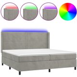 The Living Store Box spring postelja z vzmetnico LED svetlo siva 200x200cm žamet - Box Spring Postelja, (21492599) | Shoptok.si