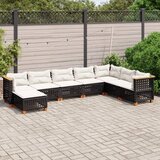 Maison Chic Seti vrtnega pohištva - Vrtna garnitura - Vrtni pohištvo set 8-delna z blazinami črn poli ratan, (21800245) | Shoptok.si