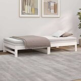 vidaXL Izvlečna dnevna postelja bela 2x(100x200) cm trdna borovina | Shoptok.si