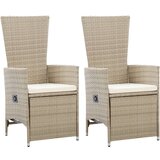 Maison Chic Nastavljivi vrtni stoli - Stol za vrt 2 kosa z blazinami poli ratan bež JS78, (21878484) | Shoptok.si