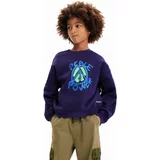 Desigual Otroški bombažen pulover mornarsko modra barva