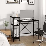  Radni stol s policama crni 105x50x90 cm drvo i željezo | shoptok.hr