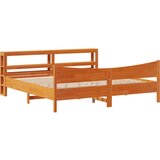 vidaXL Posteljni okvir z vzglavjem voščeno rjava 200x200 cm borovina, (21321864) | Shoptok.si