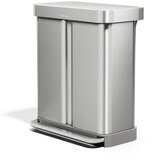 simplehuman Željezna kanta za smeće 34+24 l za odvojeni otpad/s pedalom u mat srebrnoj boji – Cijene