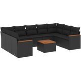  The Living Store Vrtna sedežna garnitura 10-delna z blazinami črn poli ratan - Vrtna Sedežna Garniture, (21452575) | Shoptok.si