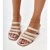Gemre Silver block heel sandals with braided straps Sarile | shoptok.hr