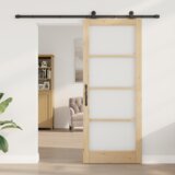 vidaXL Drsna vrata z okovjem 'ORKDAL'86x211 cm, Notranja vrata z steklom 'ORKDAL'86x211x4 cm iz trdega lesa bora | Shoptok.si