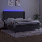  Box spring postelja z vzmetnico LED temno siva 180x200 cm žamet, (20789000) | Shoptok.si