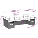  Vrtni set od 7 dijelova s jastucima, crni poliratan | shoptok.hr