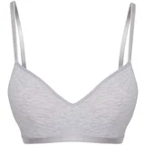 Trendyol Grey Melange Cotton Non-wired Covered Rope Strap T-Shirt Bra Knitted Bra