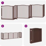 vidaXL Ograda za pse z vrati zložljiva 6 panelov rjava 480 cm les | Shoptok.si