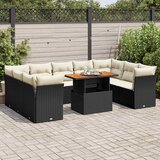  10-dijelni set vrtnih sofa s jastucima crni od poliratana Cijene
