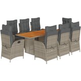  The Living Store Vrtna jedilna garnitura 9-delna z blazinami siv poli ratan - Vrtna Jedilna Garnitura, (21446027) | Shoptok.si