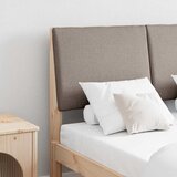 vidaXL Tapecirani uzglavlje Sivo-smeđa 135 cm Čvrsto borovo drvo | shoptok.hr