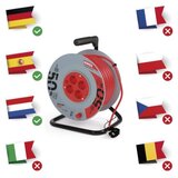  Kolutni podaljšek 50 m / 4 vtičnice / rdeči / PVC / 230 V / 1,5 mm2 | Shoptok.si
