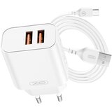 XO Omrežni polnilec 2x USB-A 12W in univerzalni kabel Micro-USB, Bela, (5000497784) Cene