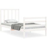 The Living Store Posteljni okvir z vzglavjem bel 90x200 cm trden les - Posteljni Okvir, (21526544) | Shoptok.si