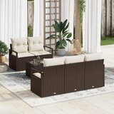 vidaXL set od 6 komada vrtnih sofa s jastucima smeđi poli ratan | shoptok.hr
