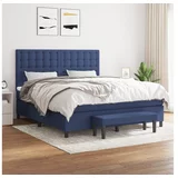 vidaXL Box spring postelja z vzmetnico modra 180x200 cm blago