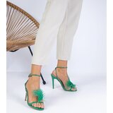 D/CEO UR/CEO Green high-heeled sandals with feathers Arisat | ePonuda.com