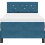  LED Box Spring Krevet s madracem Tamno plava 90 x 200 cm Baršun | shoptok.hr