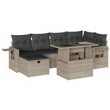 Maison Chic Seti vrtnega pohištva - Vrtna garnitura - Vrtni pohištvo set 7-delna z blazinami siv poli ratan, (21802073) | Shoptok.si