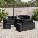  9-dijelni set vrtnih sofa s jastucima crni od poliratana | shoptok.hr