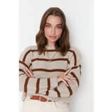 Trendyol Stone Striped Crop Knitwear Sweater Cene