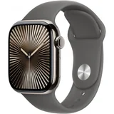 Apple watch series 10 gps + cellular 42mm natural titanium case with stone grey sport band - s/m"