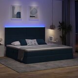  Krevet S LED lampica s uzglavljem Plava 200 x 200 cm tkanina | shoptok.hr