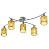 Tri O stropna svjetiljka Garda (25 W, D x Š x V: 7,5 x 44,2 x 22 cm, Mat nikal, Zlatne boje, E14)