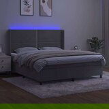  Box spring postelja z vzmetnico LED svetlo siva 180x200cm žamet, (20899679) | Shoptok.si