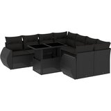Maison Chic Seti vrtnega pohištva - Vrtna garnitura - Vrtni pohištvo set 9-delna z blazinami črn poli ratan, (21804160) | Shoptok.si