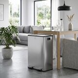  2 x 28 L dvostruke kante za otpad otvaranje na pedalu lako se čiste nehrđajući čelik plastika srebrna | shoptok.hr