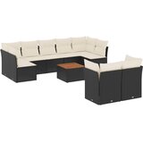  10-dijelni set vrtnih sofa s jastucima crni od poliratana | shoptok.hr