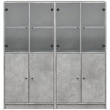  Regal za knjige s vratima boja betona 136x37x142 cm drveni | shoptok.hr