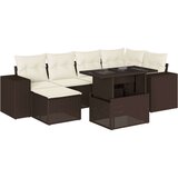 vidaXL 7-dijelni set vrtnih sofa od poliratana s jastucima smeđi | shoptok.hr