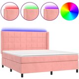  Box spring s madracem LED ružičasti 160x200cm baršunasti | shoptok.hr