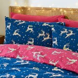 Their Nibs Rdeča/modra bombažna posteljnina za zakonsko posteljo 200x200 cm Christmas Reindeer – | Shoptok.si